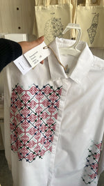 Ramz white shirt pomegranate flowers L