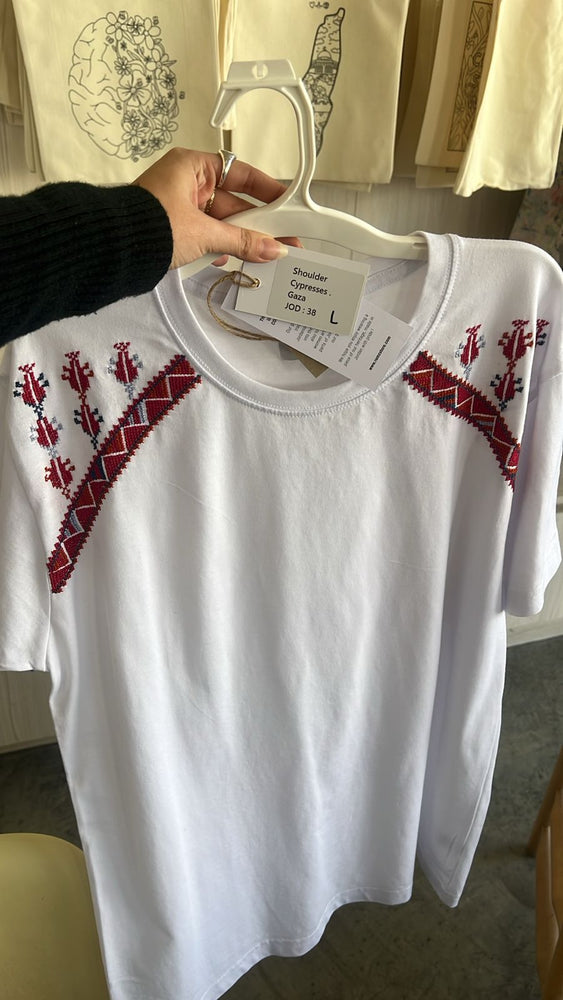 Ramz white short sleeve tshirt Shoulder Cypress Gaza L