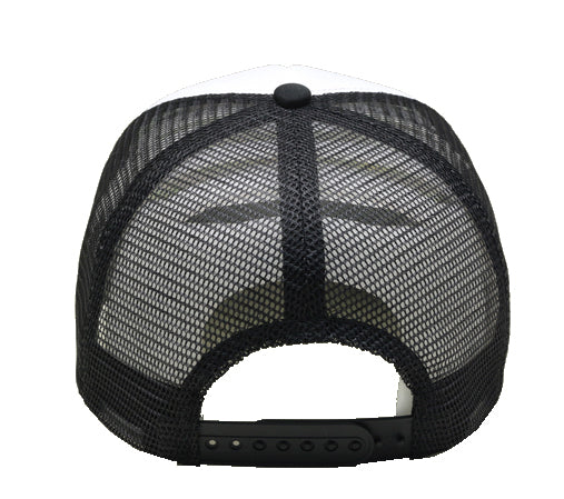 black trucker cap with sun, teepee and leaf
