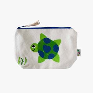 cotton canvas pouch with turtle