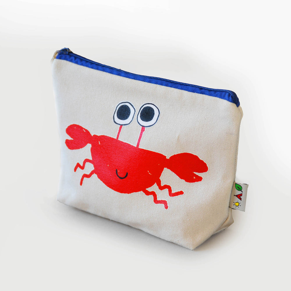 cotton canvas pouch with crab