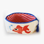 cotton canvas pouch with fish