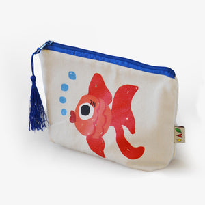 cotton canvas pouch with fish