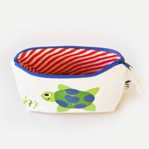 cotton canvas pouch with turtle